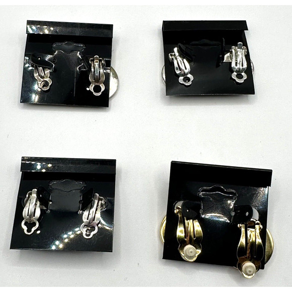 Ralph Lauren Clip On Earrings Lot of 4 Silver & Gold Toned Vintage Mix Signed - Picture 2 of 10